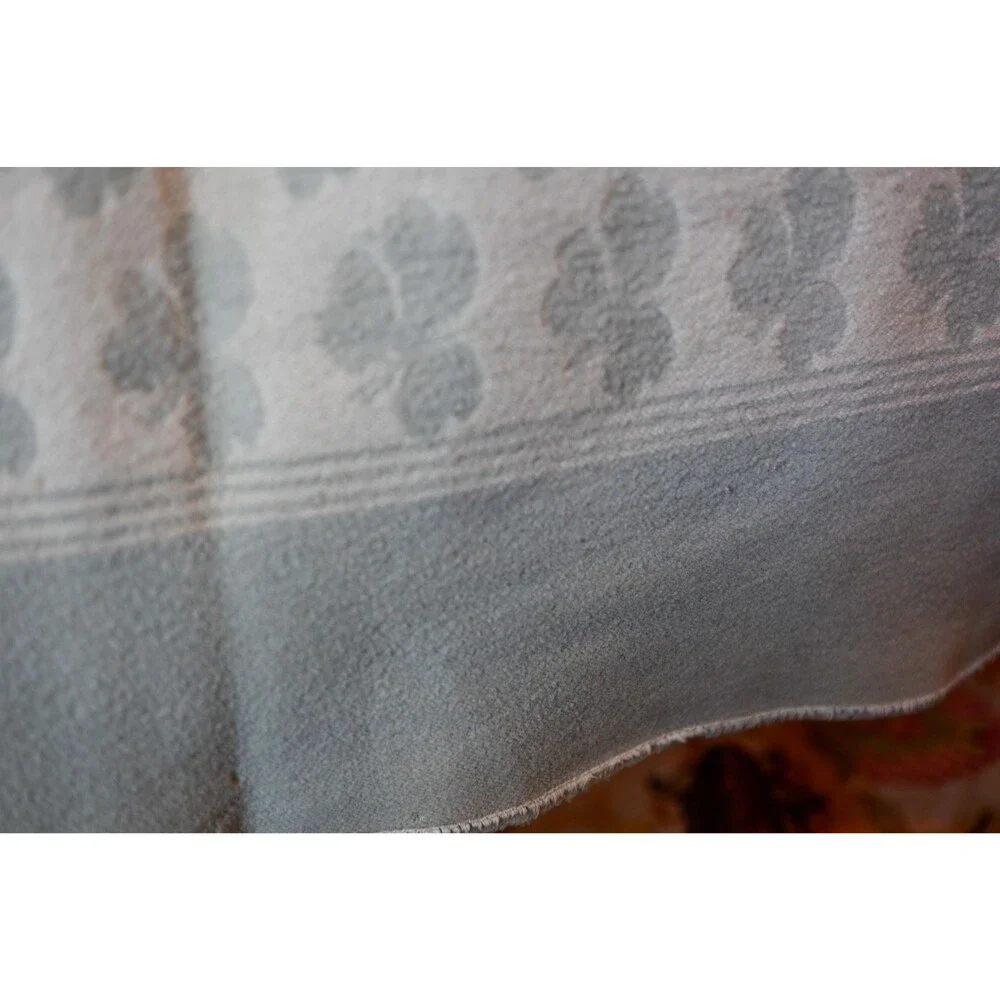 Antique Wool Camp Blanket: Double-Sided Shamrock Jacquard Weave Eleanor Stokes